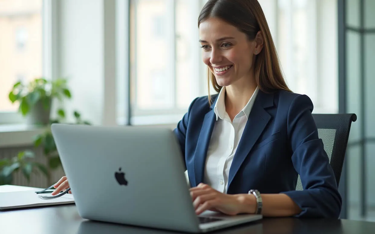 Lady working on a MacBook