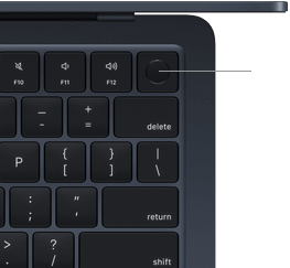 Touch ID sensor located in top-right corner of MacBook Air keyboard