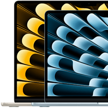 Two MacBook Air laptops demonstrating relative size of displays: 13.6 inches and 15.3 inches, measured diagonally