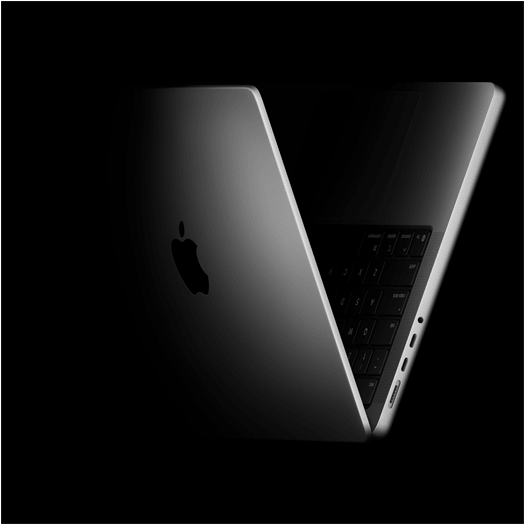 MacBook Pro positioned into the shape of a V, referencing the M5 chip