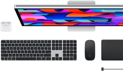 Mac accessories: AirPods, Studio Display, Magic Keyboard, Magic Mouse, Magic Trackpad, MagSafe charging cable