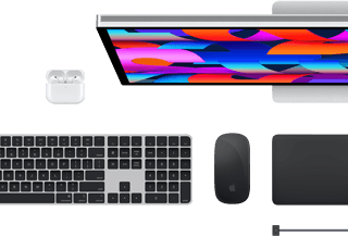 Mac accessories: AirPods, Studio Display, Magic Keyboard, Magic Mouse, Magic Trackpad, MagSafe charging cable