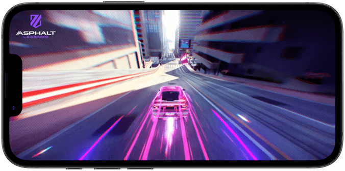 iPhone 17e showing a racing game being played