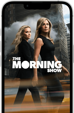 iPhone 17e front screen showing the Apple TV+ series The Morning Show