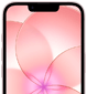 iPhone 17e, partial front exterior with Ceramic Shield 2, soft pink colour, showing wallpaper image of a pink flower