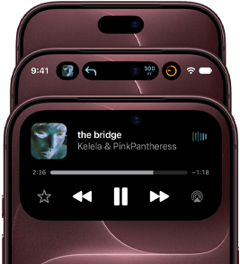 3 iPhone 18 Pro devices in Burgundy fanned out to show Dynamic Island in different modes: off, minimised, maximised